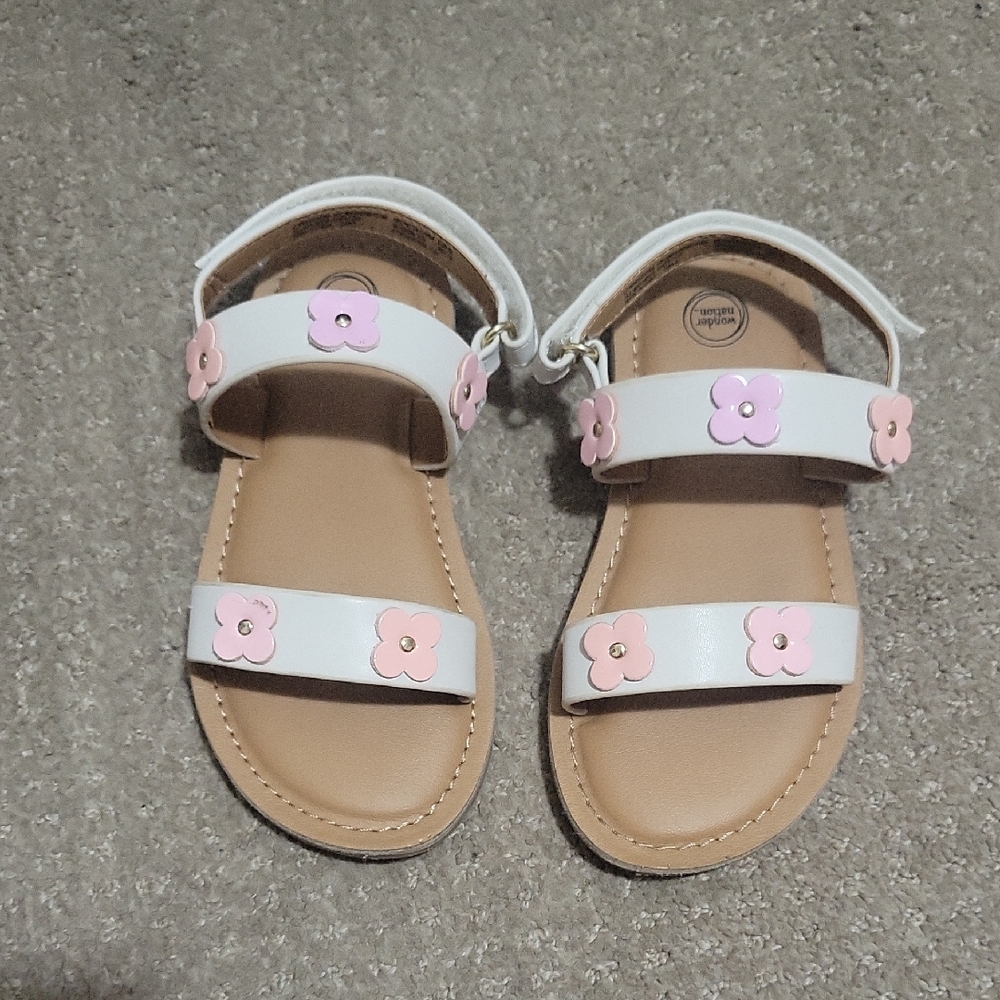 White and Pink Kids Sandals